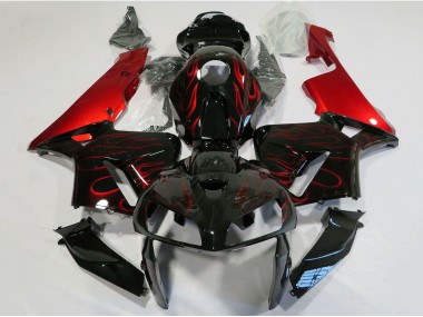 Carenados Moto Honda CBR600RR 2005-2006 - Negro Brillante Rojo Llama