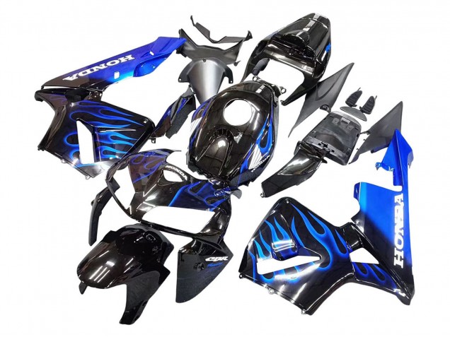 Carenados Moto Honda CBR600RR 2005-2006 - Negro Brillante Azul Llama