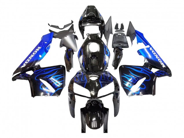 Carenados Moto Honda CBR600RR 2005-2006 - Negro Brillante Azul Llama