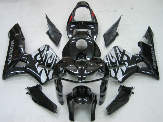 Carenado Moto Honda CBR600RR 2005-2006 - Negro Brillante Gris Llama