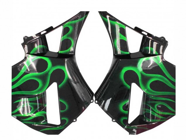 Carenado Moto Honda CBR600RR 2005-2006 - Negro Brillante Verde Llama
