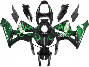 Carenado Moto Honda CBR600RR 2005-2006 - Negro Brillante Verde Llama