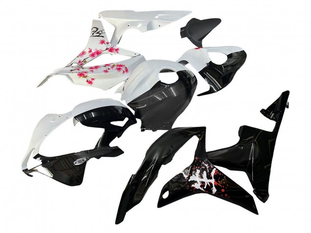 Carenado Moto Honda CBR600RR 2007-2008 - Blanco Cherry Blossom Negro Brillante Dividir