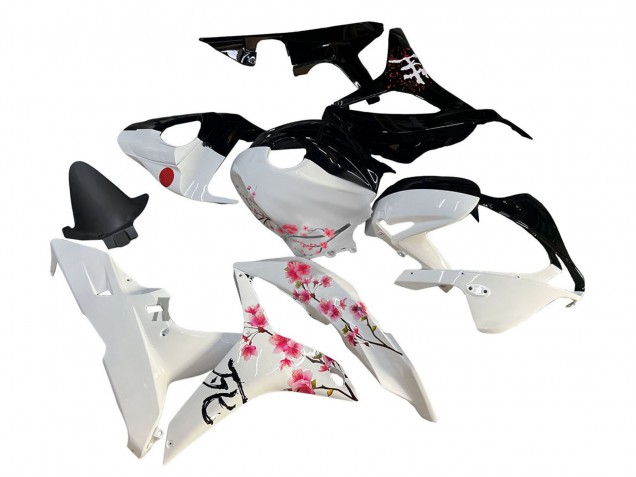 Carenado Moto Honda CBR600RR 2007-2008 - Blanco Cherry Blossom Negro Brillante Dividir
