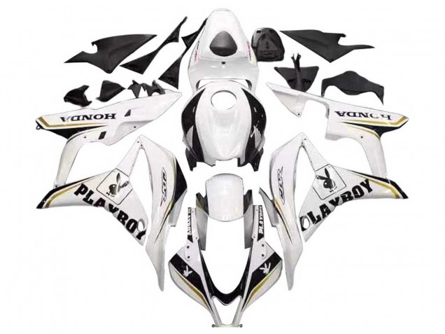 Carenados Moto Honda CBR600RR 2007-2008 - Blanco Oro Negro Brillante Playboy