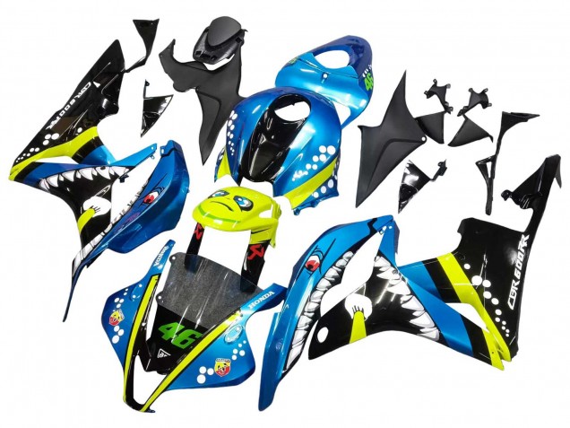 Carenado Moto Honda CBR600RR 2007-2008 - Verde Amarillo Negro Brillante Tiburón 46