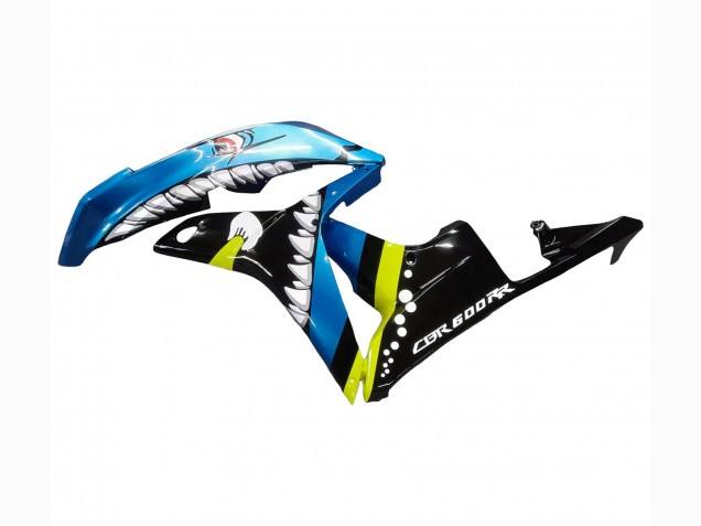 Carenado Moto Honda CBR600RR 2007-2008 - Verde Amarillo Negro Brillante Tiburón 46