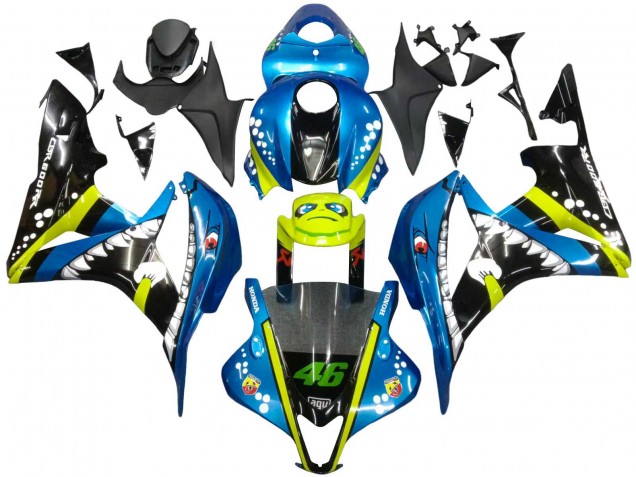 Carenado Moto Honda CBR600RR 2007-2008 - Verde Amarillo Negro Brillante Tiburón 46