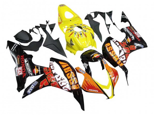 Carenado Moto Honda CBR600RR 2007-2008 - Amarillo Naranja Negro Brillante Rossi Repsol