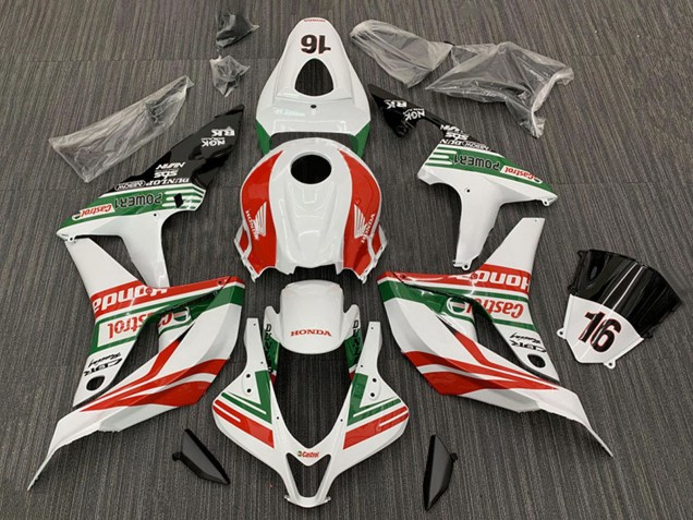 Carenado Moto Honda CBR600RR 2007-2008 - Blanco Rojo Verde Negro Brillante Castrol 16
