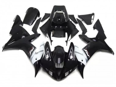 Carenado Moto Yamaha YZF R1 2002-2003 - Negro Brillante Blanco Plata