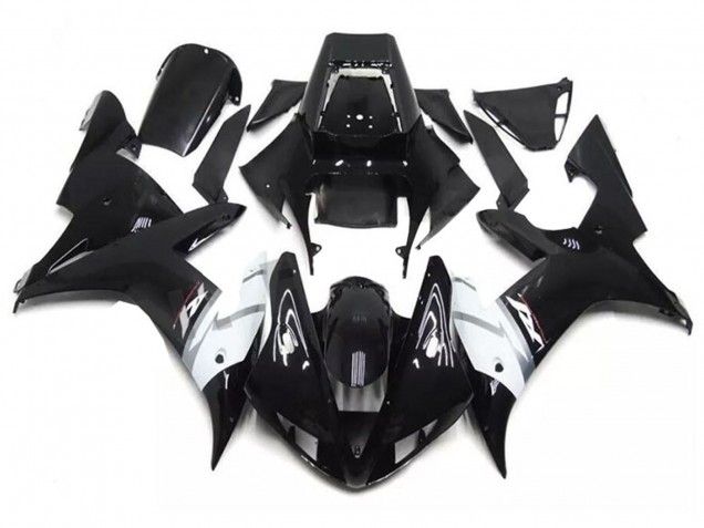 Carenado Moto Yamaha YZF R1 2002-2003 - Negro Brillante Blanco Plata