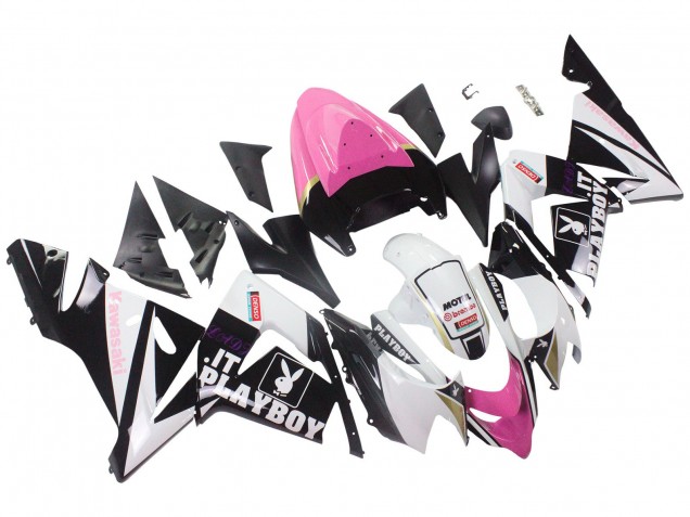 Carenado Moto Kawasaki ZX10R 2004-2005 - Negro Rosa Blanco Playboy Motul
