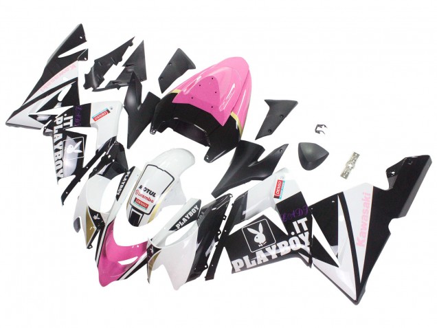 Carenado Moto Kawasaki ZX10R 2004-2005 - Negro Rosa Blanco Playboy Motul
