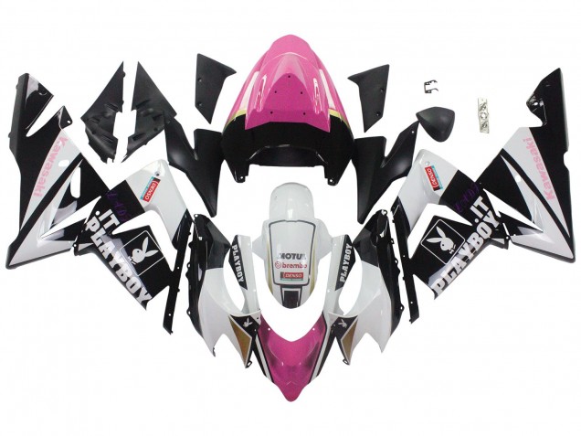 Carenado Moto Kawasaki ZX10R 2004-2005 - Negro Rosa Blanco Playboy Motul