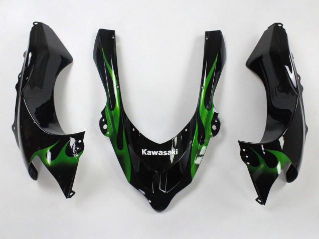 Carenado Moto Kawasaki ZX10R 2004-2005 - Negro Verde Llama Ninja