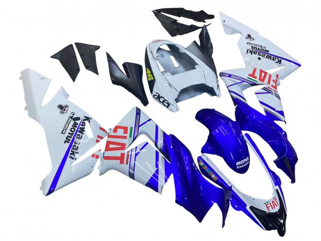 Carenado Moto Kawasaki ZX10R 2004-2005 - Azul Brillante Blanco Fiat Motul