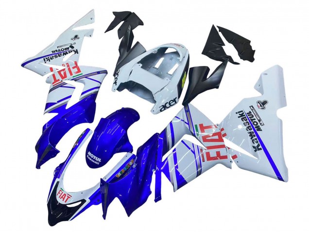 Carenado Moto Kawasaki ZX10R 2004-2005 - Azul Brillante Blanco Fiat Motul