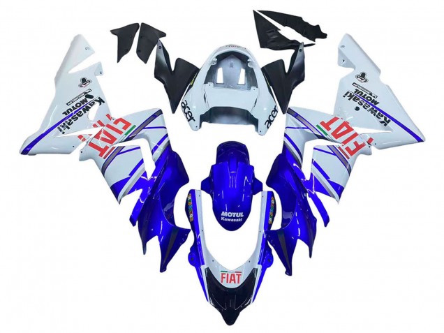 Carenado Moto Kawasaki ZX10R 2004-2005 - Azul Brillante Blanco Fiat Motul