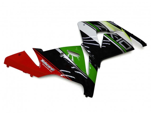 Carenado Moto Kawasaki ZX10R 2004-2005 - Blanco Negro Verde Elf
