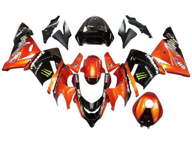 Carenado Moto Kawasaki ZX10R 2004-2005 - Burnt Naranja Negro Monstruo Elf
