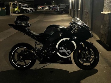 Carenado Moto Kawasaki ZX10R 2006-2007 - Negro Brillante Blanco Círculo