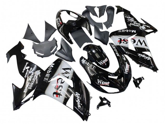 Carenado Moto Kawasaki ZX10R 2006-2007 - Negro Brillante Blanco West
