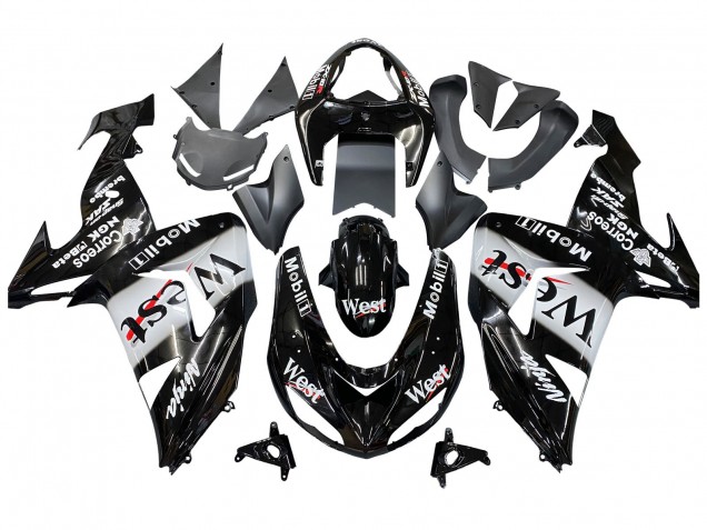 Carenado Moto Kawasaki ZX10R 2006-2007 - Negro Brillante Blanco West