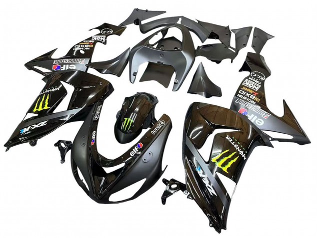 Carenado Moto Kawasaki ZX10R 2006-2007 - Gris Amarillo Negro Brillante Monstruo Elf