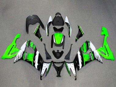 Carenado Moto Kawasaki ZX10R 2008-2010 - Blanco Verde Negro Brillante Llama