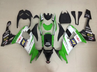 Carenado Moto Kawasaki ZX10R 2008-2010 - Blanco Verde Negro Brillante Motul Neos Banca Petas