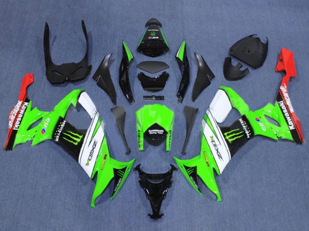 Carenado Moto Kawasaki ZX10R 2008-2010 - Verde Blanco Rojo Negro Monstruo