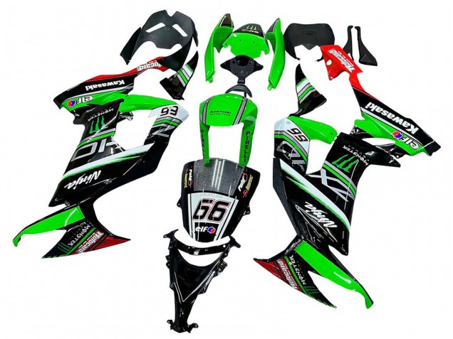 Carenado Moto Kawasaki ZX10R 2008-2010 - Verde Blanco Rojo Negro Monstruo Elf 66
