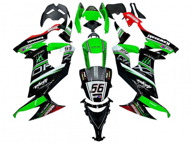 Carenado Moto Kawasaki ZX10R 2008-2010 - Verde Blanco Rojo Negro Monstruo Elf 66