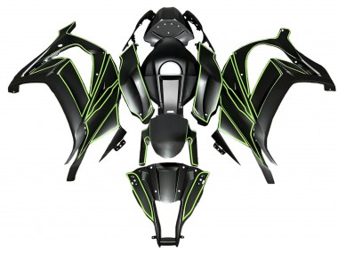 Carenado Moto Kawasaki ZX10R 2008-2010 - Negro Mate Verde Línea