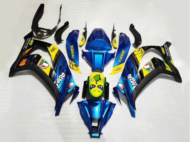 Carenado Moto Kawasaki ZX10R 2008-2010 - Azul Amarillo Negro Tiburón