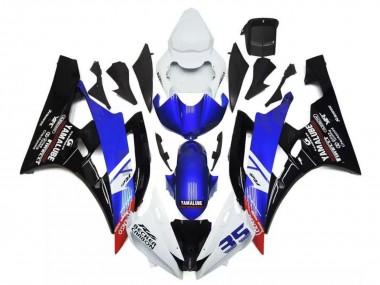 Carenado Moto Yamaha YZF R6 2006-2007 - Blanco Azul Negro Brillante Yamalube Becker Carbon