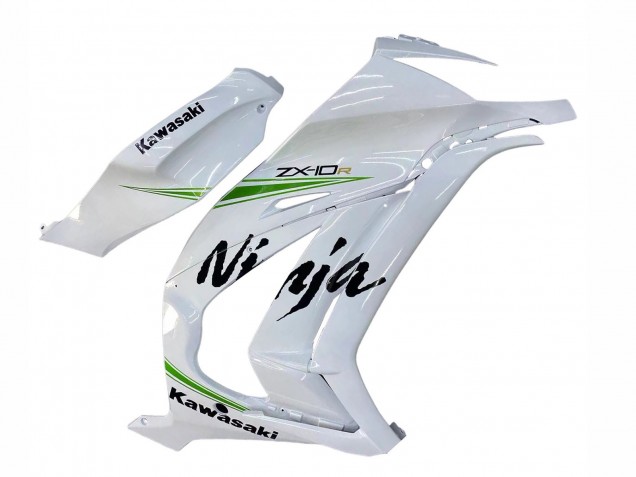 Carenado Moto Kawasaki ZX10R 2011-2015 - Blanco Verde Raya Negro Ninja