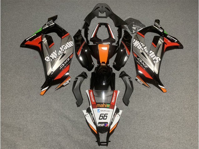 Carenado Moto Kawasaki ZX10R 2011-2015 - Blanco Naranja Negro Mahi Elf 66 Superbike