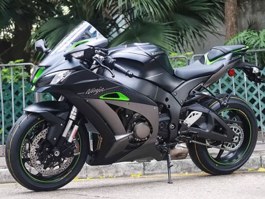 Carenado Moto Kawasaki ZX10R 2011-2015 - Negro Mate Verde Blanco Honeycomb