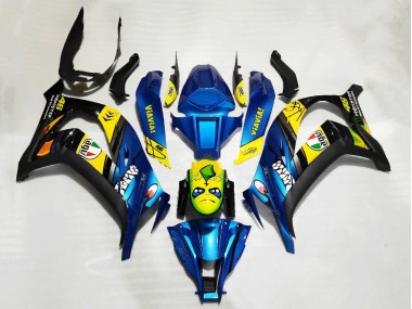 Carenado Moto Kawasaki ZX10R 2011-2015 - Azul Amarillo Negro Tiburón