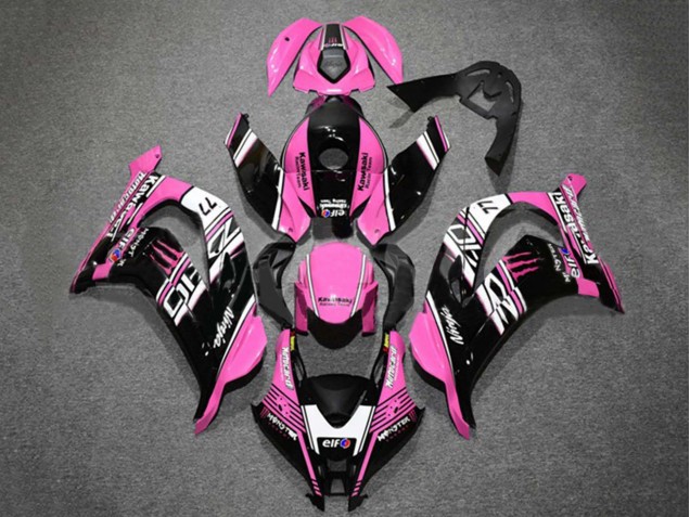 Carenado Moto Kawasaki ZX10R 2016-2020 - Rosa Negro Brillante Blanco Elf Monstruo