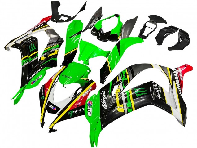 Carenado Moto Kawasaki ZX10R 2016-2020 - Verde Amarillo Rojo Negro Elf Monstruo
