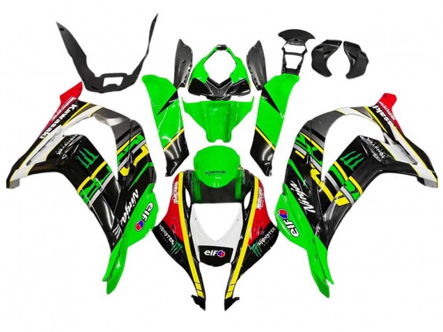 Carenado Moto Kawasaki ZX10R 2016-2020 - Verde Amarillo Rojo Negro Elf Monstruo