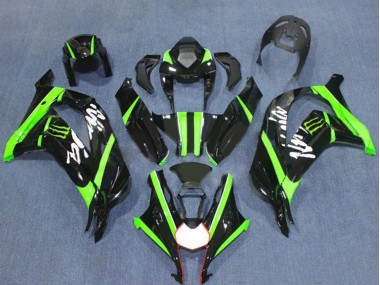 Carenado Moto Kawasaki ZX10R 2016-2020 - Negro Brillante Verde Monstruo