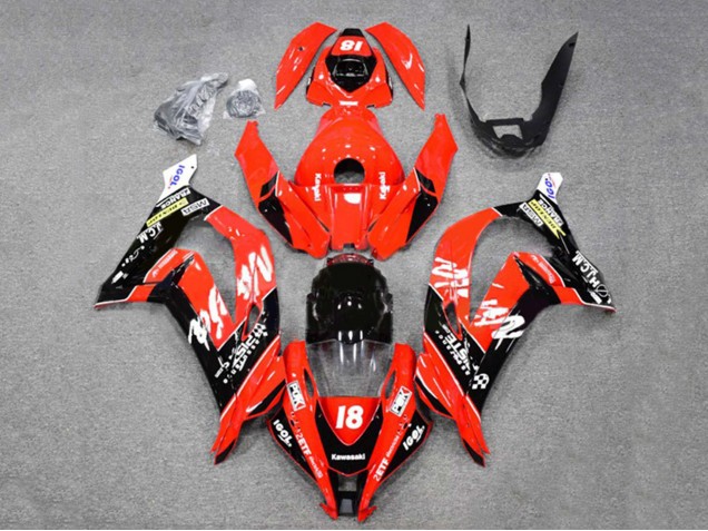 Carenado Moto Kawasaki ZX10R 2016-2020 - Rojo Negro Brillante Blanco Monstruo 18