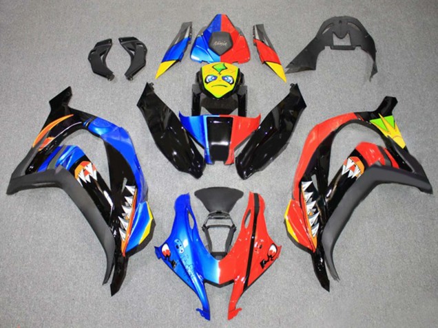 Carenado Moto Kawasaki ZX10R 2016-2020 - Azul Rojo Amarillo Negro Tiburón