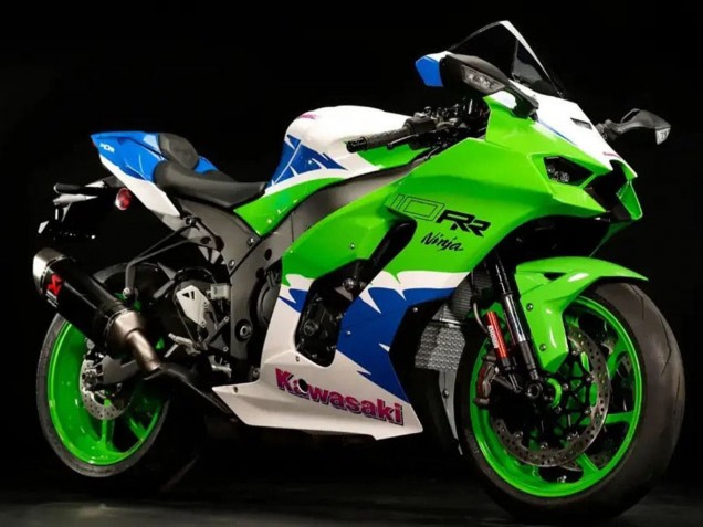 Carenado Moto Kawasaki ZX10R 2021-2025 - Blanco Verde Azul Negro