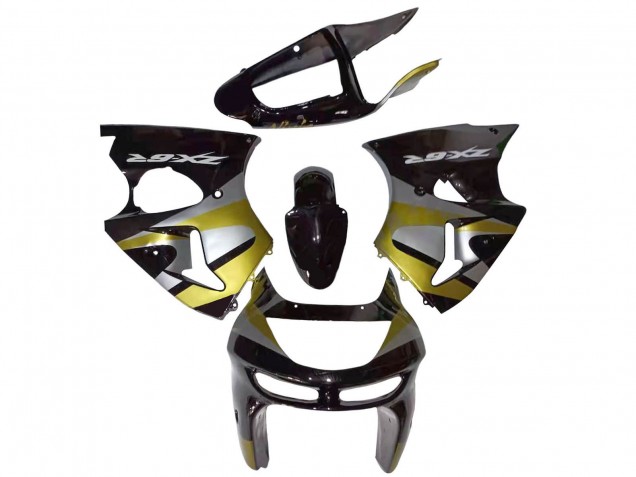 Carenado Moto Kawasaki ZX6R 1998-1999 - Negro Brillante Plata Amarillo