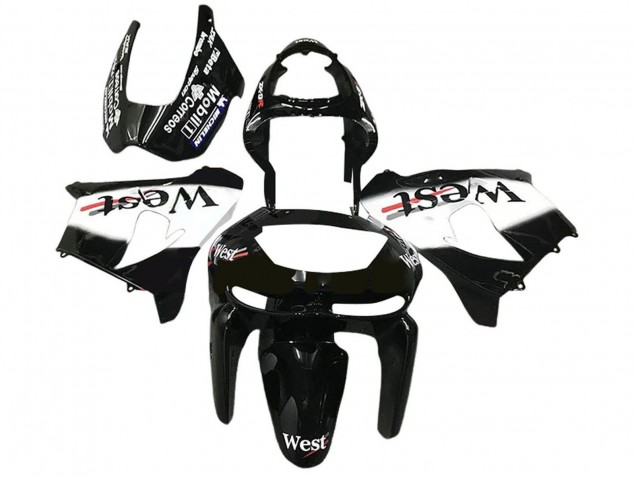Carenado Moto Kawasaki ZX6R 1998-1999 - Negro Brillante Blanco West